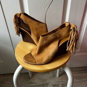 Chloe Suede Wedge Sandals w Fringe